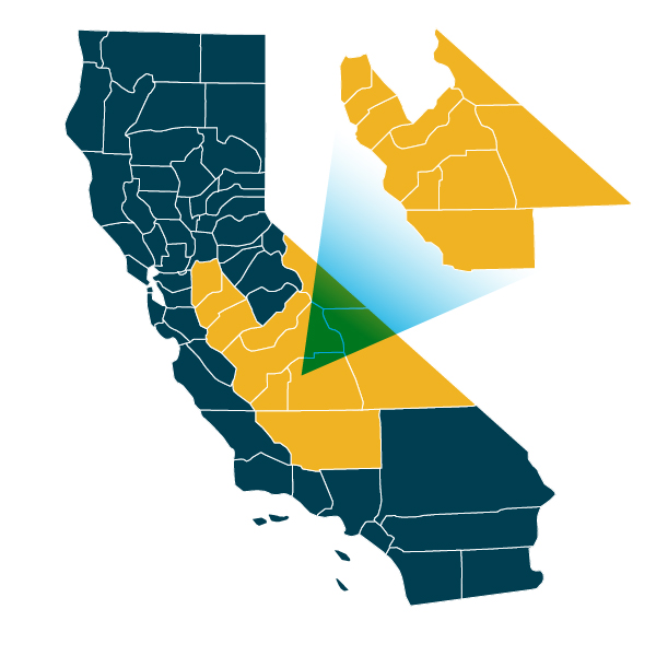 San Joaquin Valley Region on a map
